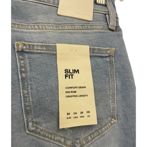 Massimo Dutti Women Jeans EU 36 US 4 Blue Cropped Mid Rise Slim Fit 5060/817 NWT - Picture 8 of 16